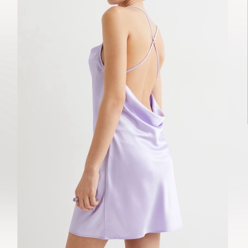 H&M satin slip dress lilac purple NWT